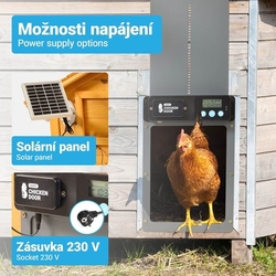 Automatická dvířka do kurníku, na adaptér 230 V + solární panel