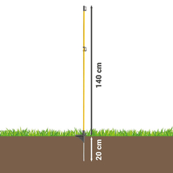 Sklolaminátová oválná tyčka pro elektrický ohradník 160 cm, nášlap a hrot, 3 izolátory