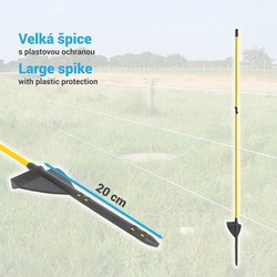 Sklolaminátová oválná tyčka pro elektrický ohradník 160 cm, nášlap a hrot, 3 izolátory - kopie - kopie - kopie - kopie - kopie