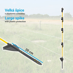 Sklolaminátový oválný sloupek pro elektrický ohradník 110 cm, nášlap a hrot, 4 izolátory - 10 ks